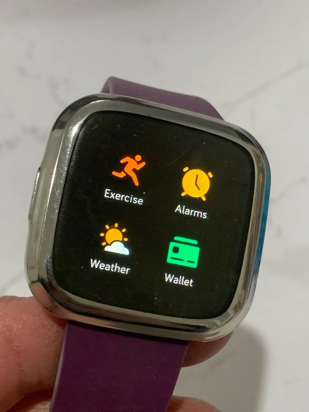 fitbit Versa 2 Plum Silicone Smartwatch with Rose Gold Case